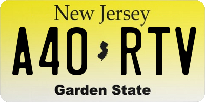 NJ license plate A40RTV