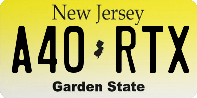 NJ license plate A40RTX
