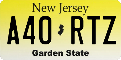 NJ license plate A40RTZ