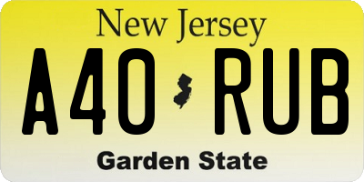 NJ license plate A40RUB