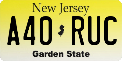 NJ license plate A40RUC