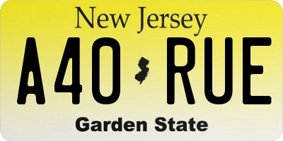 NJ license plate A40RUE
