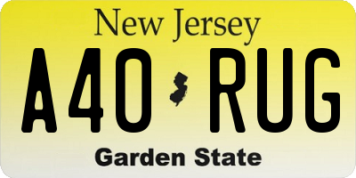 NJ license plate A40RUG