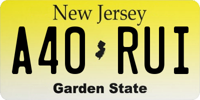 NJ license plate A40RUI