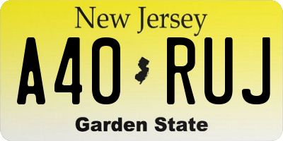 NJ license plate A40RUJ