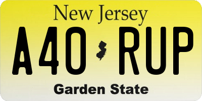 NJ license plate A40RUP
