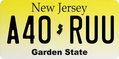 NJ license plate A40RUU