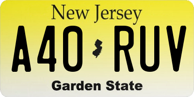 NJ license plate A40RUV