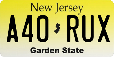 NJ license plate A40RUX