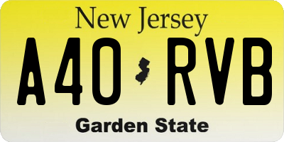 NJ license plate A40RVB