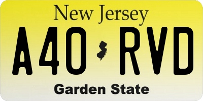 NJ license plate A40RVD