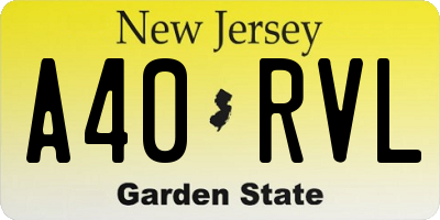 NJ license plate A40RVL