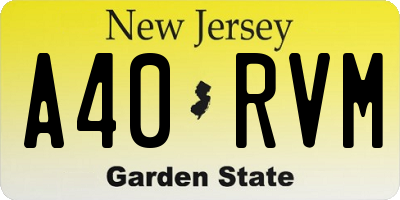 NJ license plate A40RVM