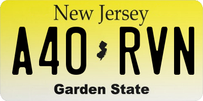NJ license plate A40RVN