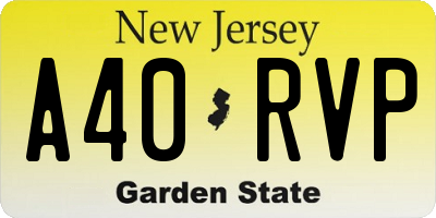 NJ license plate A40RVP