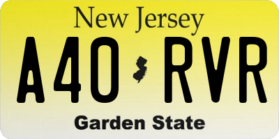 NJ license plate A40RVR