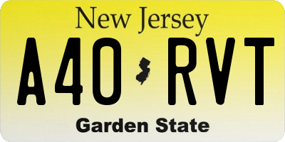 NJ license plate A40RVT