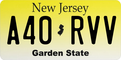 NJ license plate A40RVV