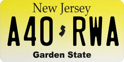 NJ license plate A40RWA
