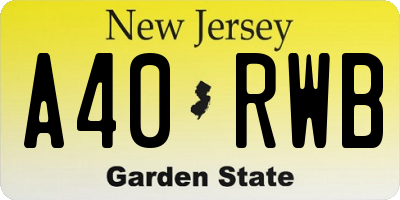 NJ license plate A40RWB
