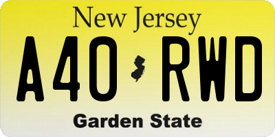NJ license plate A40RWD