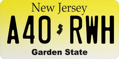 NJ license plate A40RWH