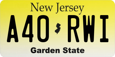 NJ license plate A40RWI