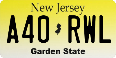 NJ license plate A40RWL