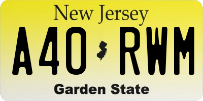 NJ license plate A40RWM