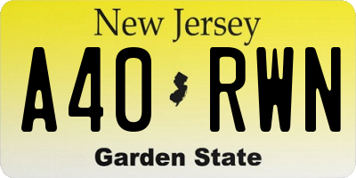 NJ license plate A40RWN