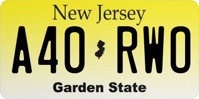 NJ license plate A40RWO