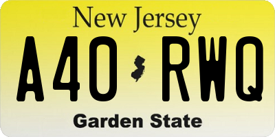 NJ license plate A40RWQ
