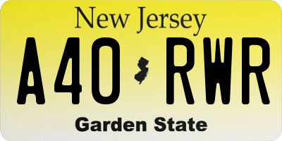 NJ license plate A40RWR