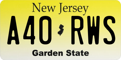 NJ license plate A40RWS