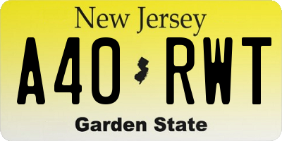 NJ license plate A40RWT