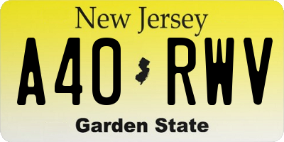 NJ license plate A40RWV