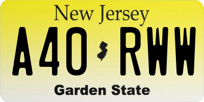 NJ license plate A40RWW