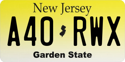 NJ license plate A40RWX