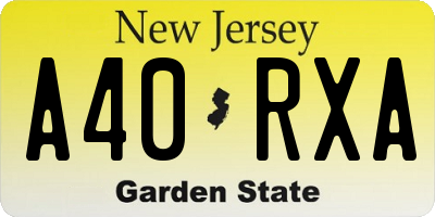 NJ license plate A40RXA