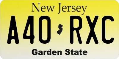 NJ license plate A40RXC