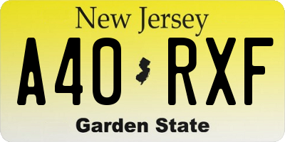NJ license plate A40RXF