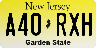 NJ license plate A40RXH