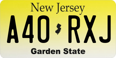 NJ license plate A40RXJ