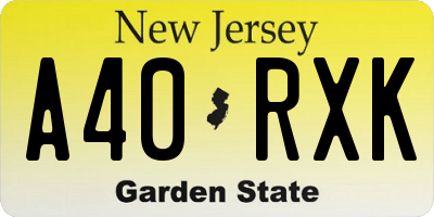 NJ license plate A40RXK