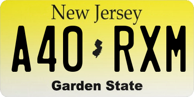NJ license plate A40RXM