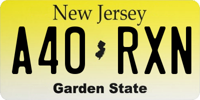 NJ license plate A40RXN