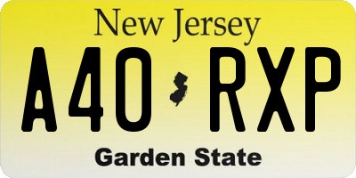 NJ license plate A40RXP