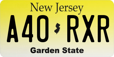 NJ license plate A40RXR