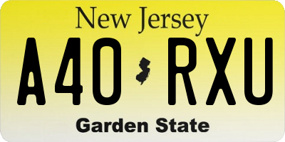 NJ license plate A40RXU