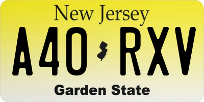 NJ license plate A40RXV